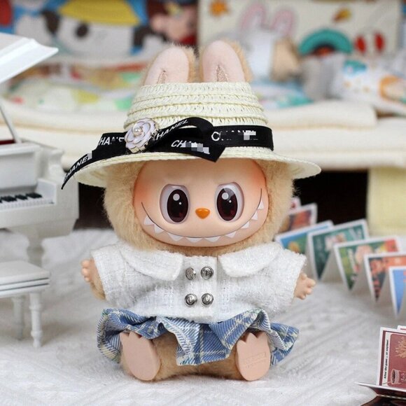 Clothes Fits-For Popmart Labubu Doll -3 Sets, Hat+ Dress+ Clothes - Picture 1 of 5